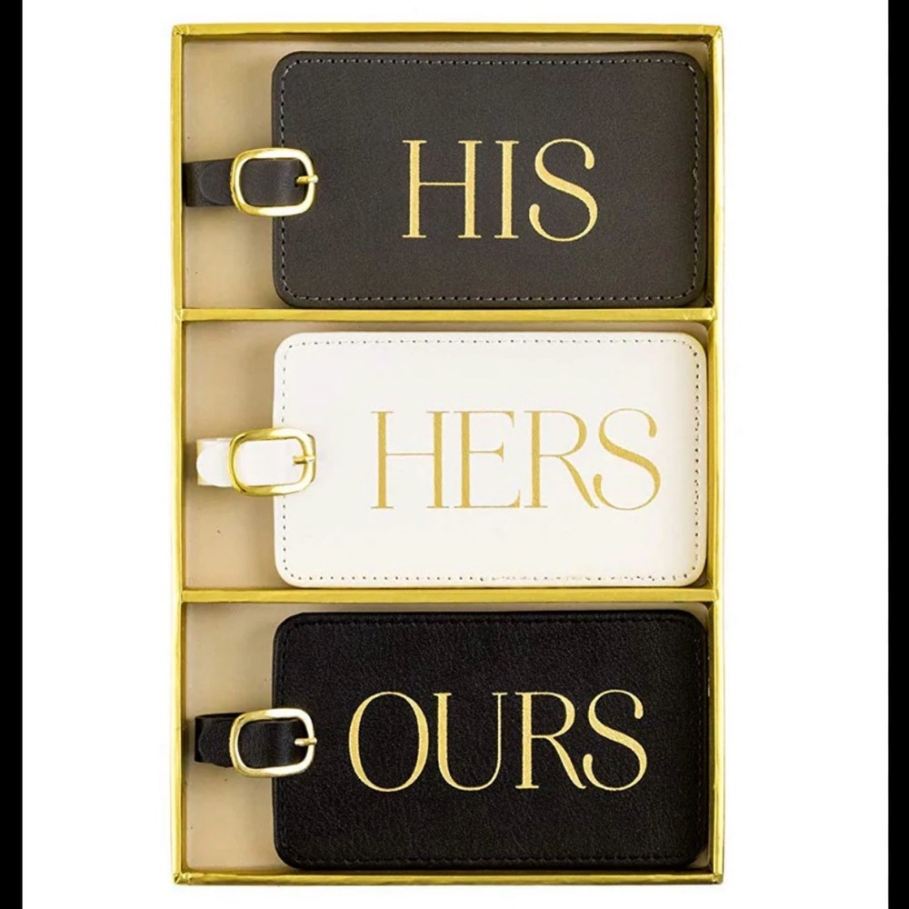 Eccolo Black, White, and Gold Luggage Tag Trio